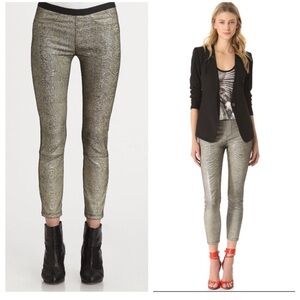 Helmut Lang Lamb Leather Carbon Rift Stretch Leather Leggings Size 4
